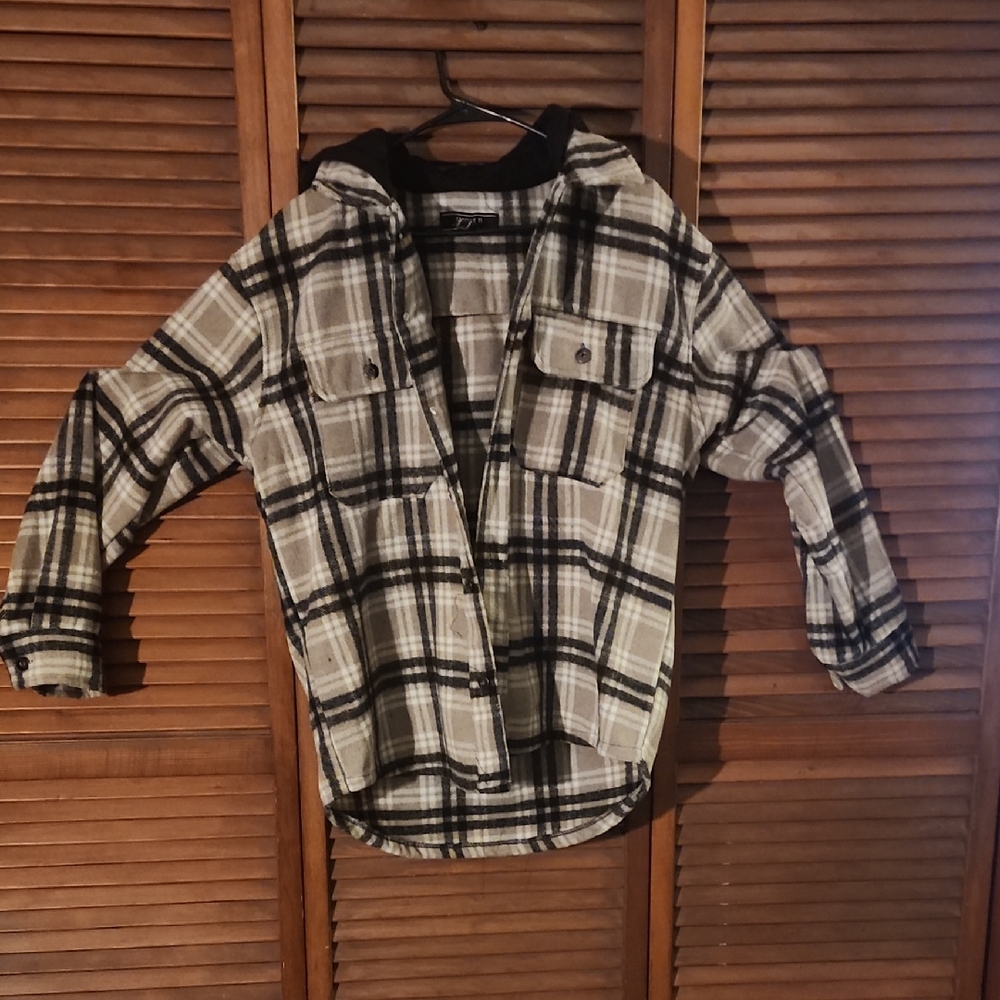Forever 21 Men's Black and Cream Plaid Shirt